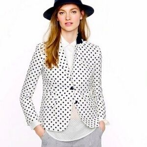 Jcrew linen polka dot schoolboy blazer